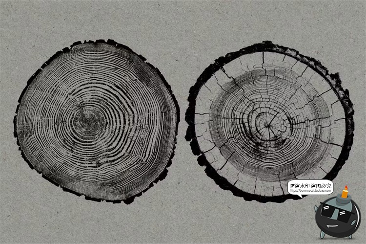 图片[8]-黑白圆形树木年轮纹理背景叠加后期合成装饰元素图片PNG免抠素材-设计猿