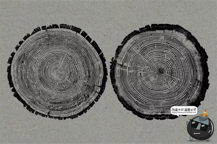 图片[9]-黑白圆形树木年轮纹理背景叠加后期合成装饰元素图片PNG免抠素材-设计猿