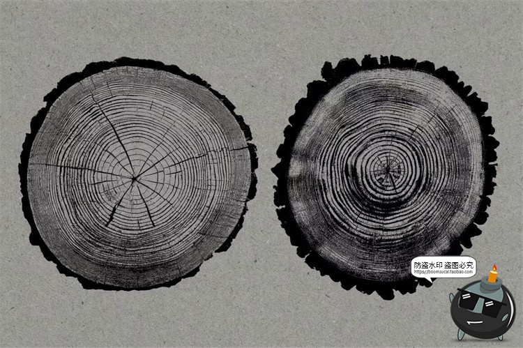图片[10]-黑白圆形树木年轮纹理背景叠加后期合成装饰元素图片PNG免抠素材-设计猿