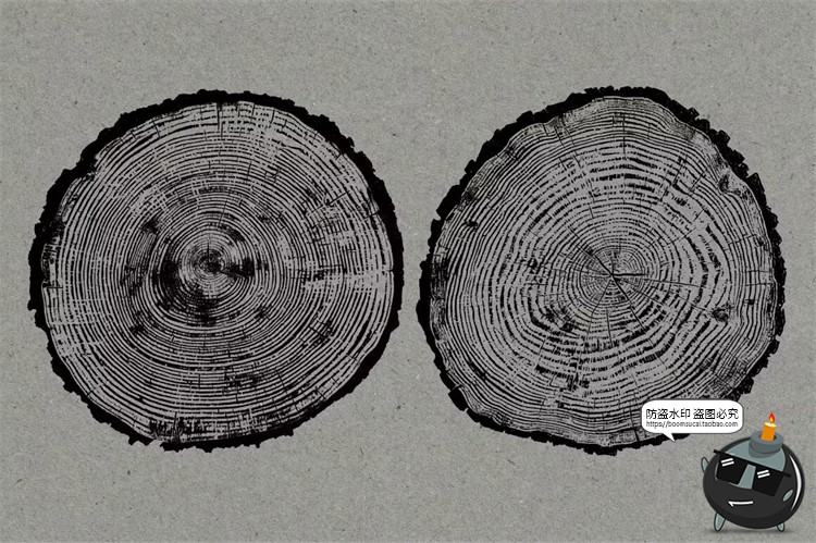 图片[11]-黑白圆形树木年轮纹理背景叠加后期合成装饰元素图片PNG免抠素材-设计猿