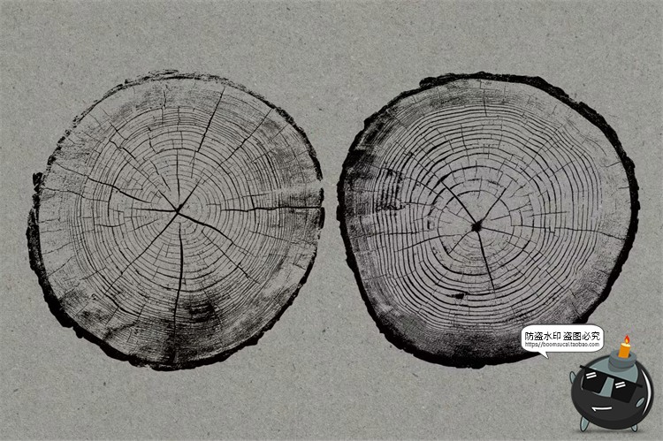 图片[14]-黑白圆形树木年轮纹理背景叠加后期合成装饰元素图片PNG免抠素材-设计猿