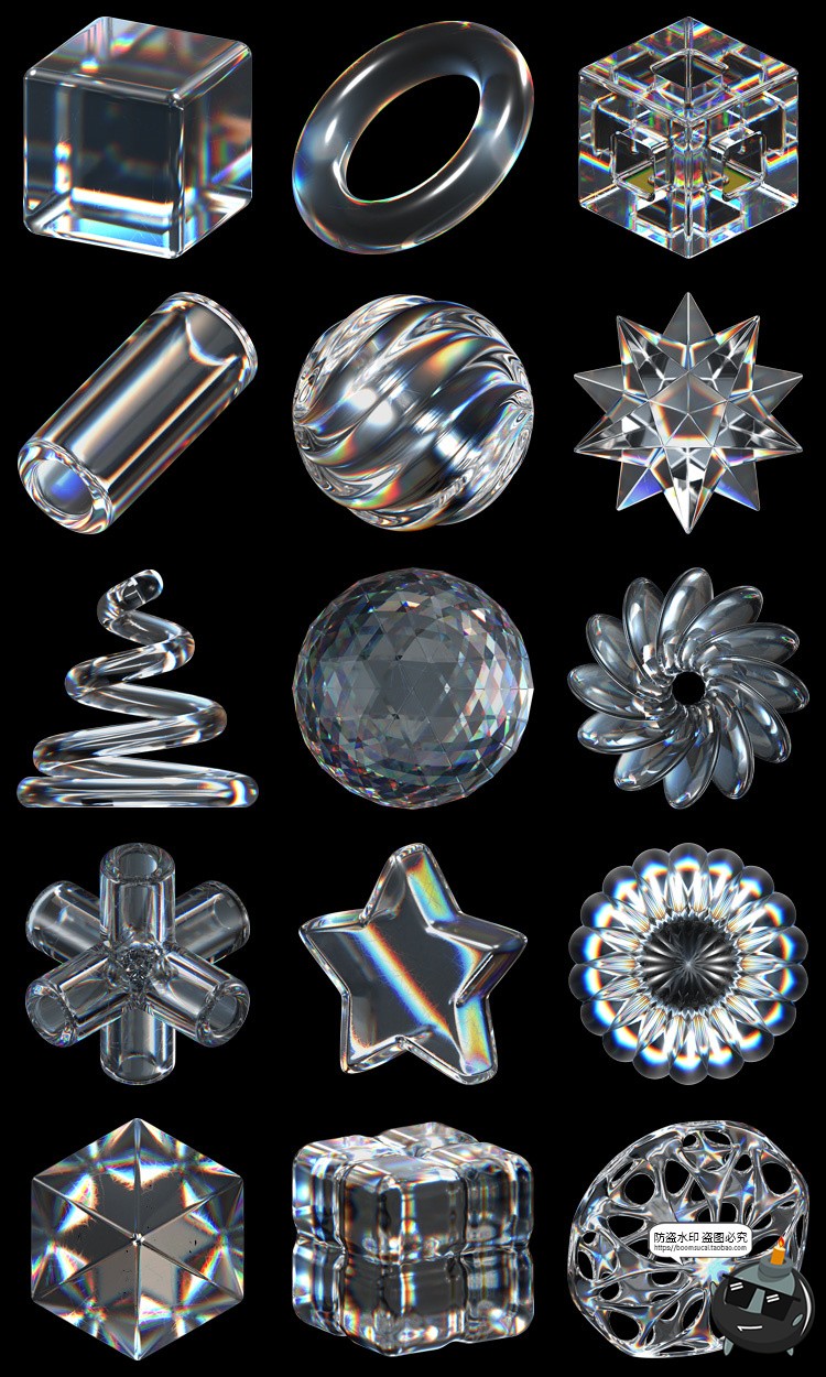 图片[3]-酸性透明3D水晶玻璃晶体宝石折射光泽几何图形PNG免抠图片素材-设计猿