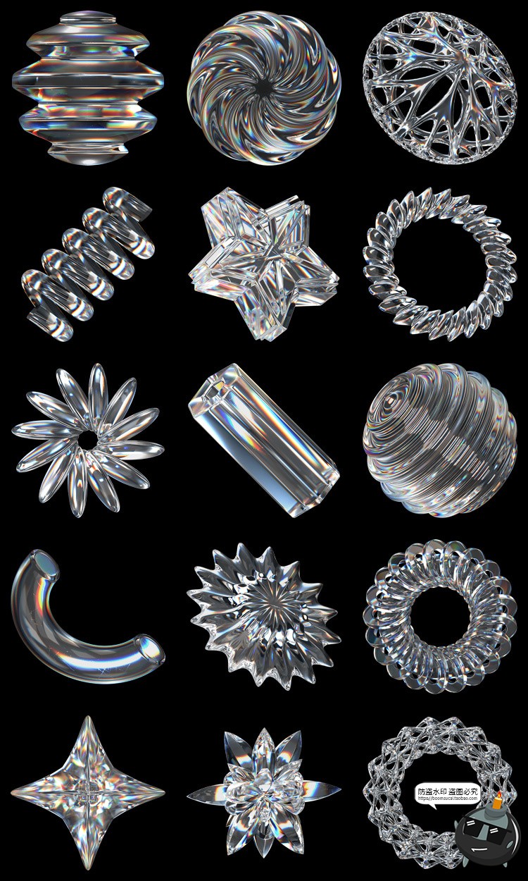 图片[4]-酸性透明3D水晶玻璃晶体宝石折射光泽几何图形PNG免抠图片素材-设计猿
