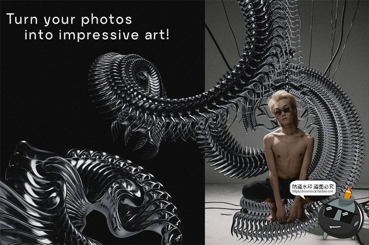 图片[3]-未来3D科幻抽象立体潮流潮品牌环绕艺术金属镀铬PNG免抠图片素材-设计猿