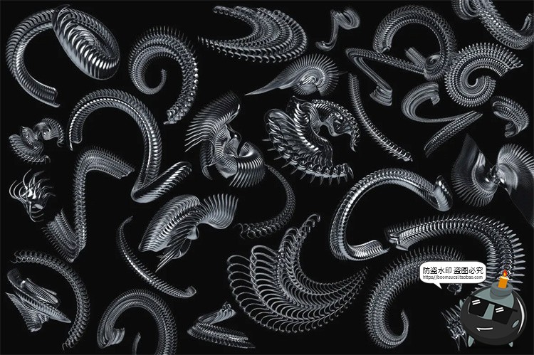 图片[7]-未来3D科幻抽象立体潮流潮品牌环绕艺术金属镀铬PNG免抠图片素材-设计猿