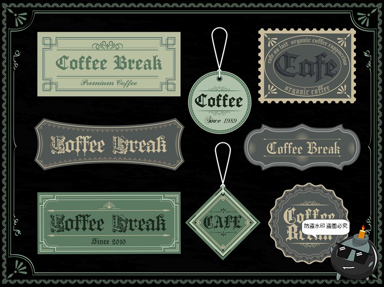 图片[1]-美式复古哥特式风标题边框广告牌logo徽标海报美工PNG免抠AI素材-设计猿