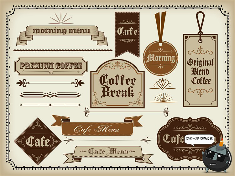 图片[2]-美式复古哥特式风标题边框广告牌logo徽标海报美工PNG免抠AI素材-设计猿