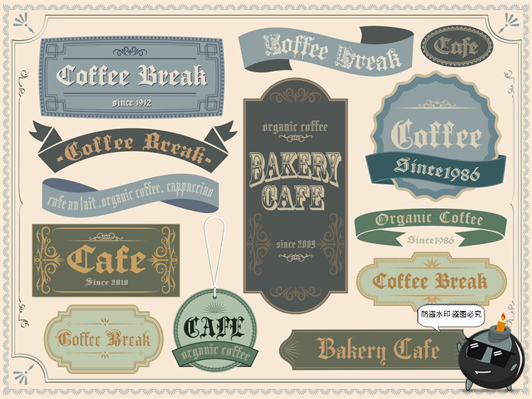 图片[3]-美式复古哥特式风标题边框广告牌logo徽标海报美工PNG免抠AI素材-设计猿