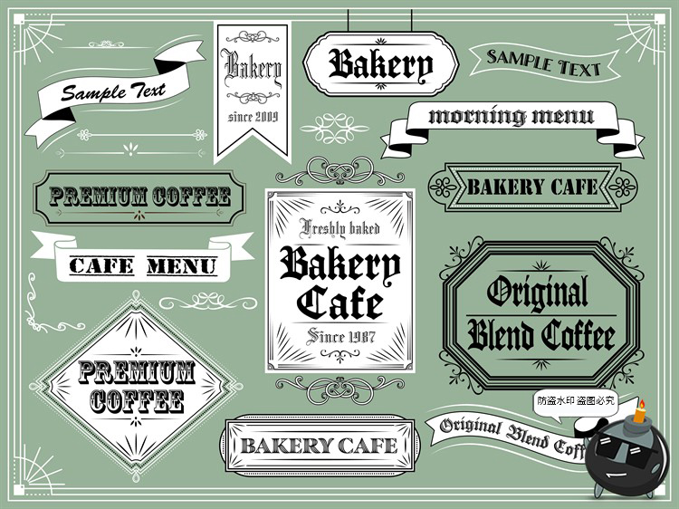 图片[2]-美式欧式复古哥特风格标题边框插画PNG免抠手账美工AI矢量素材图-设计猿