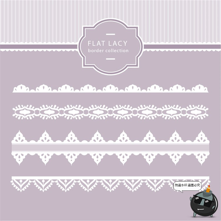 图片[3]-甜美少女风蕾丝边框芭蕾花纹蝴蝶结丝带手账PNG美工AI矢量素材图-设计猿