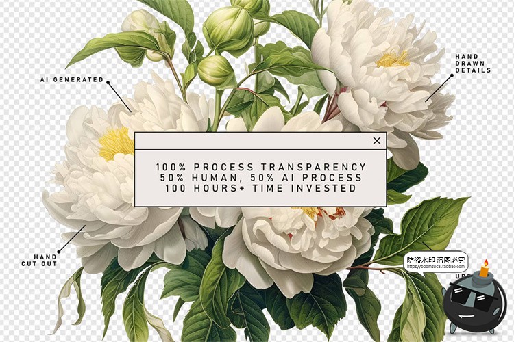 图片[9]-欧式复古宫廷手绘鲜花植物古典花卉装饰插图插画PNG免抠图片素材-设计猿