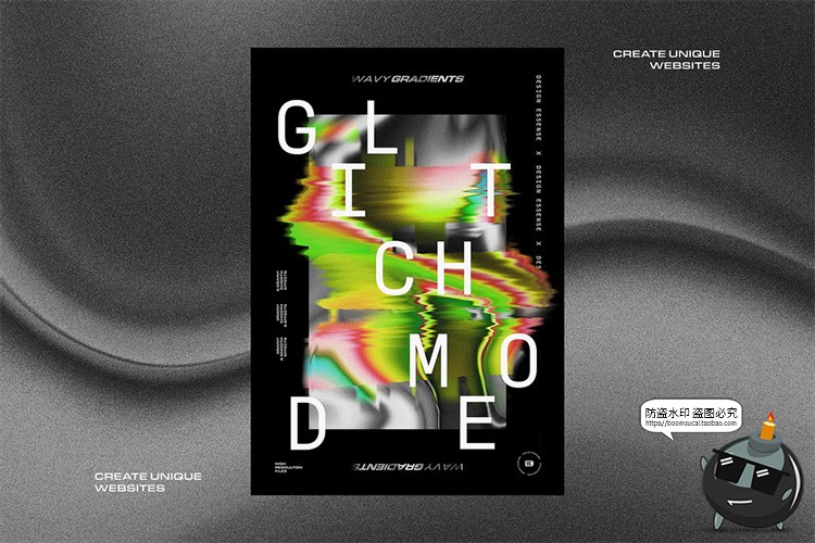 图片[8]-抽象艺术镭射扭曲波浪渐变液态科技海报背景插画底纹JPG图片素材-设计猿