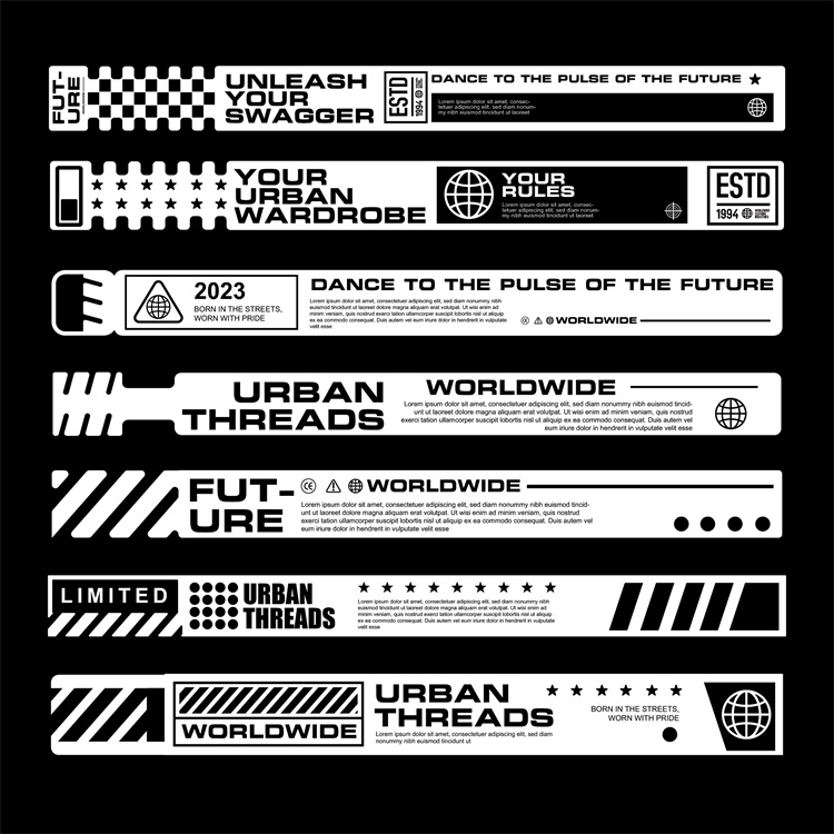 图片[8]-潮流赛博朋克科幻机能风HUD元素装饰条边框纹符号图案AI矢量素材-设计猿