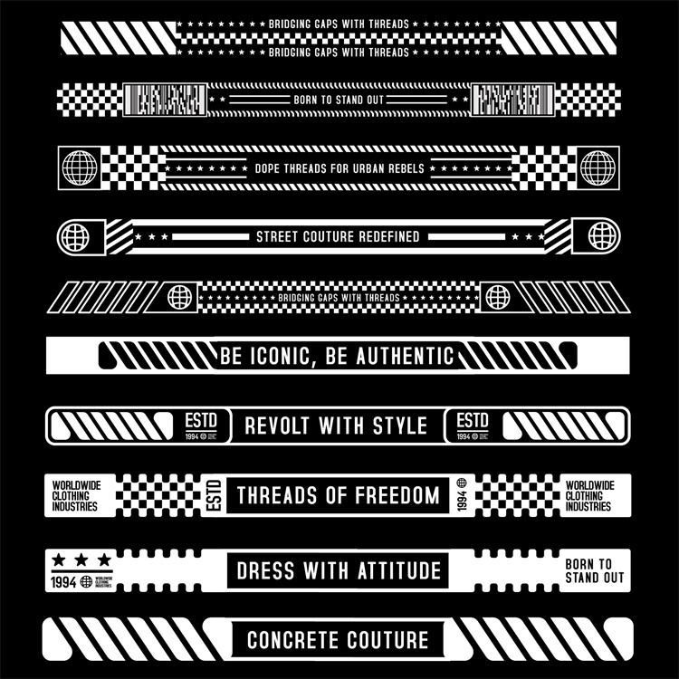 图片[13]-潮流赛博朋克科幻机能风HUD元素装饰条边框纹符号图案AI矢量素材-设计猿