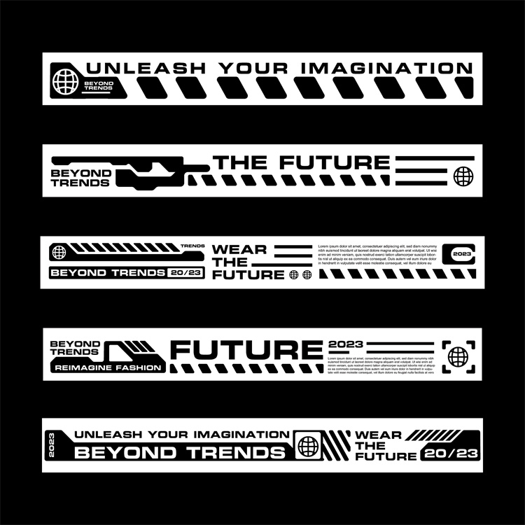 图片[27]-潮流赛博朋克科幻机能风HUD元素装饰条边框纹符号图案AI矢量素材-设计猿