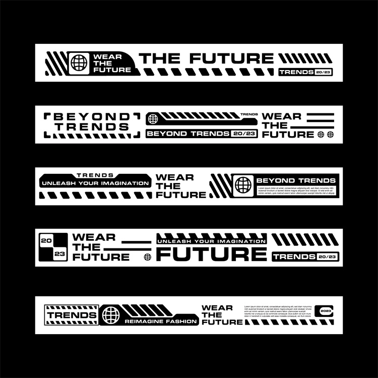 图片[28]-潮流赛博朋克科幻机能风HUD元素装饰条边框纹符号图案AI矢量素材-设计猿