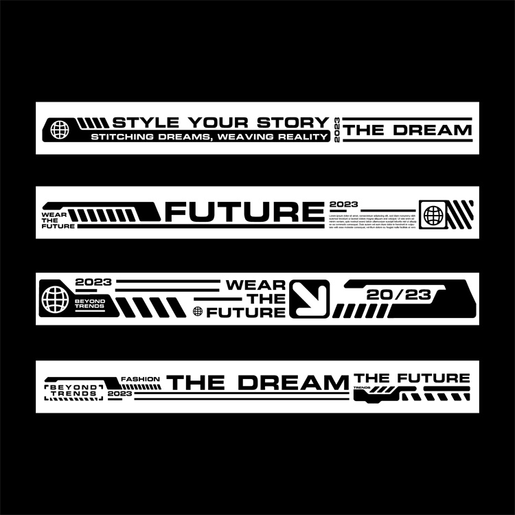 图片[33]-潮流赛博朋克科幻机能风HUD元素装饰条边框纹符号图案AI矢量素材-设计猿