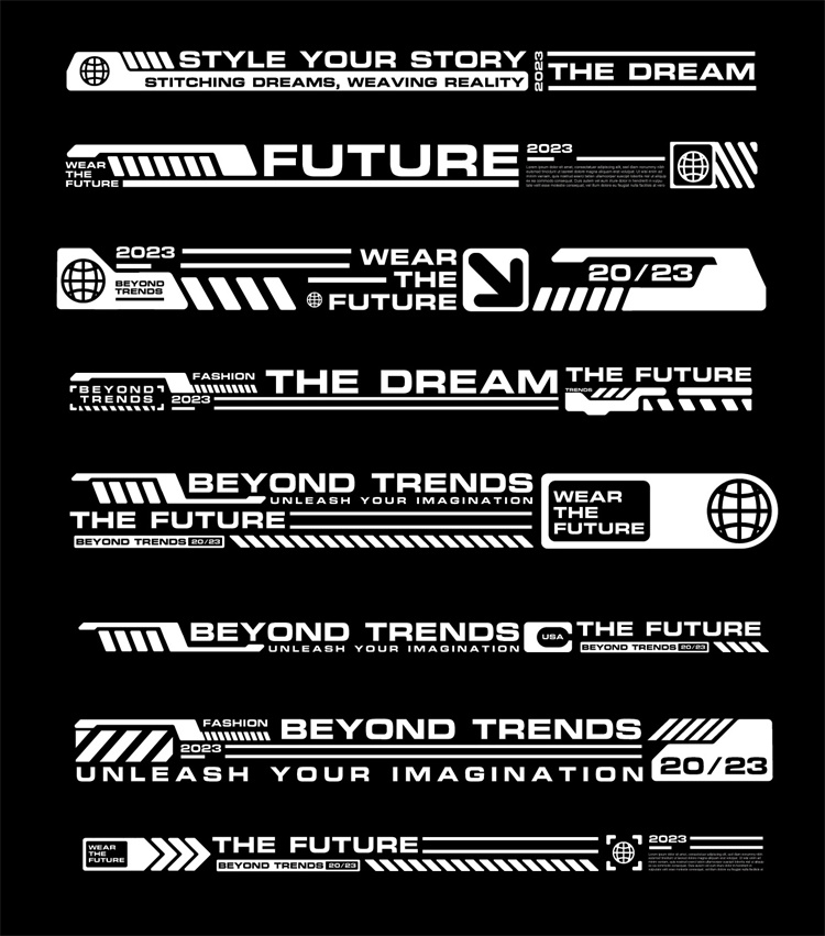 图片[44]-潮流赛博朋克科幻机能风HUD元素装饰条边框纹符号图案AI矢量素材-设计猿