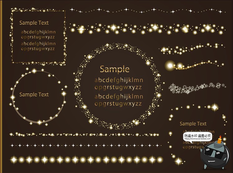 图片[3]-唯美梦幻浪漫闪亮晶晶星光闪烁插画边框PNG免抠手账AI矢量素材图-设计猿