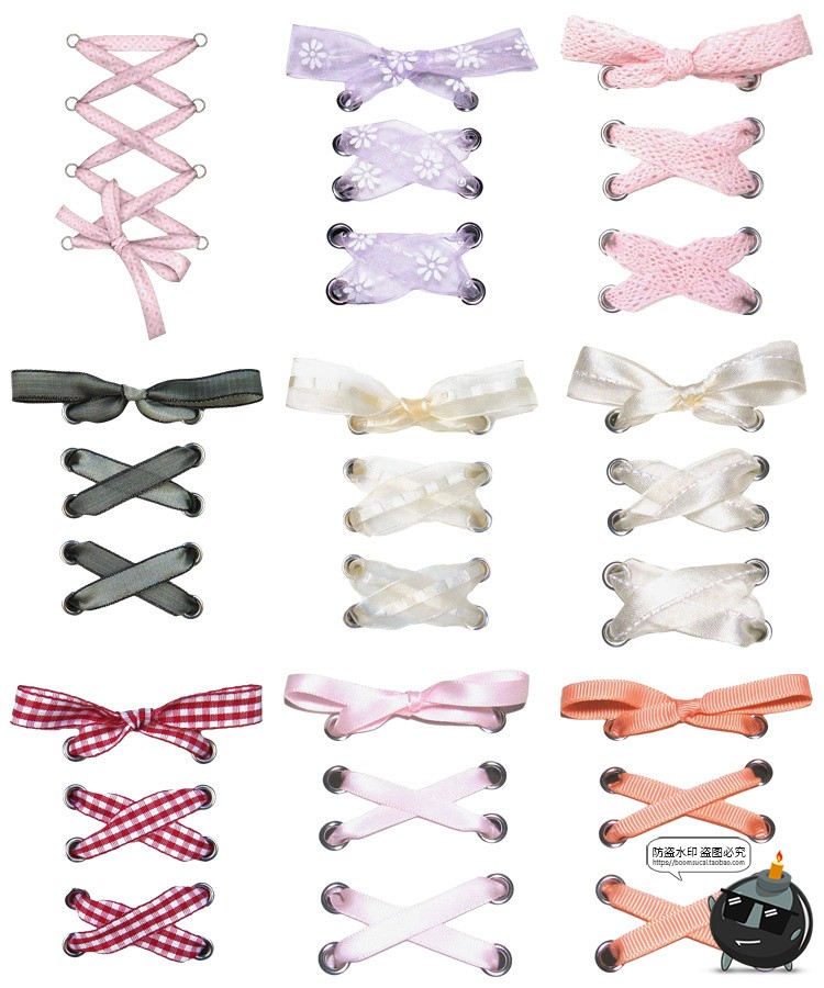 图片[1]-美式复古蝴蝶结丝带鞋带交叉绳结免抠图片手账美化图PNG贴纸素材-设计猿