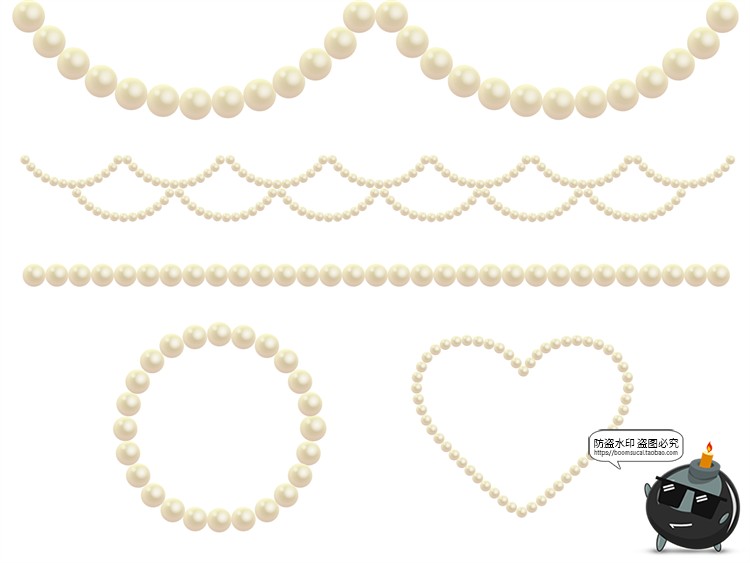 图片[2]-唯美梦幻珍珠项链珠宝石爱心链条插画美工手账PNG免抠AI矢量素材-设计猿