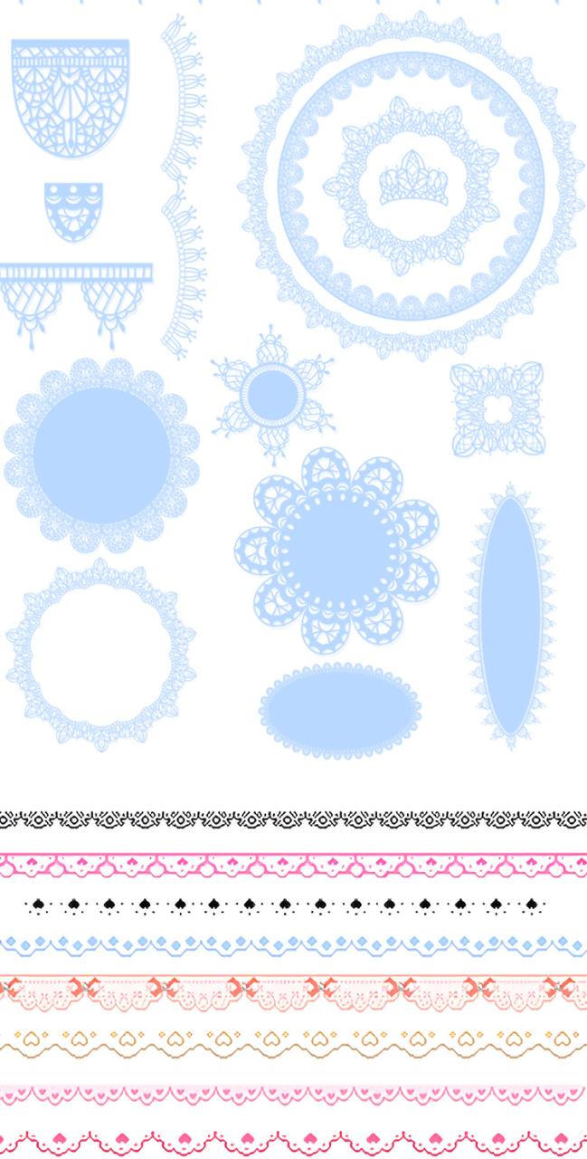 图片[3]-免抠镂空蕾丝花边花纹边框分割线拼贴装饰美化PNG透明设计PS素材-设计猿