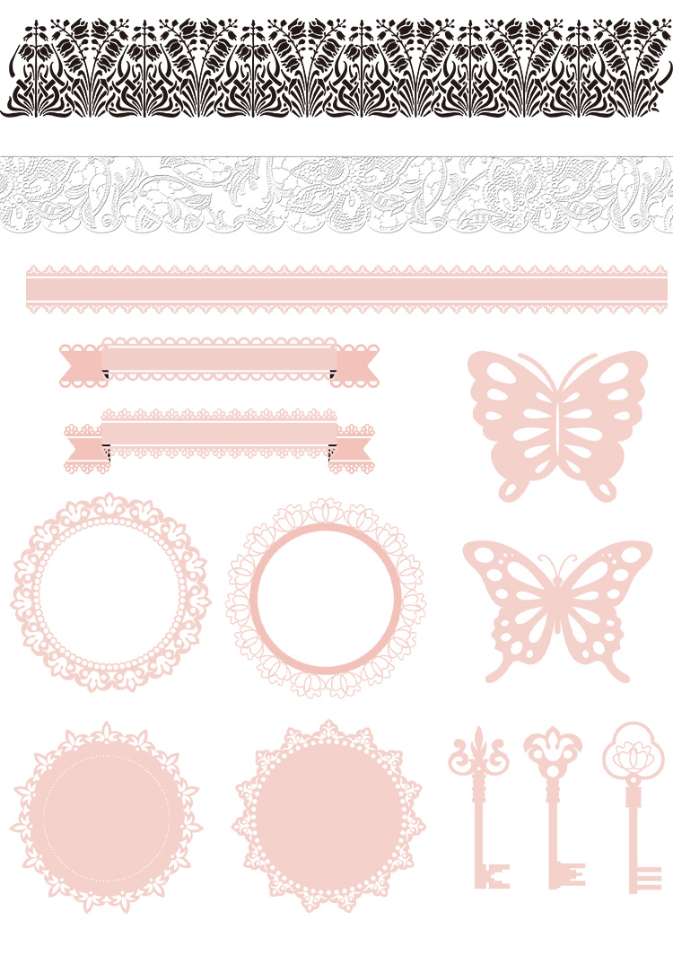 图片[4]-免抠镂空蕾丝花边花纹边框分割线拼贴装饰美化PNG透明设计PS素材-设计猿