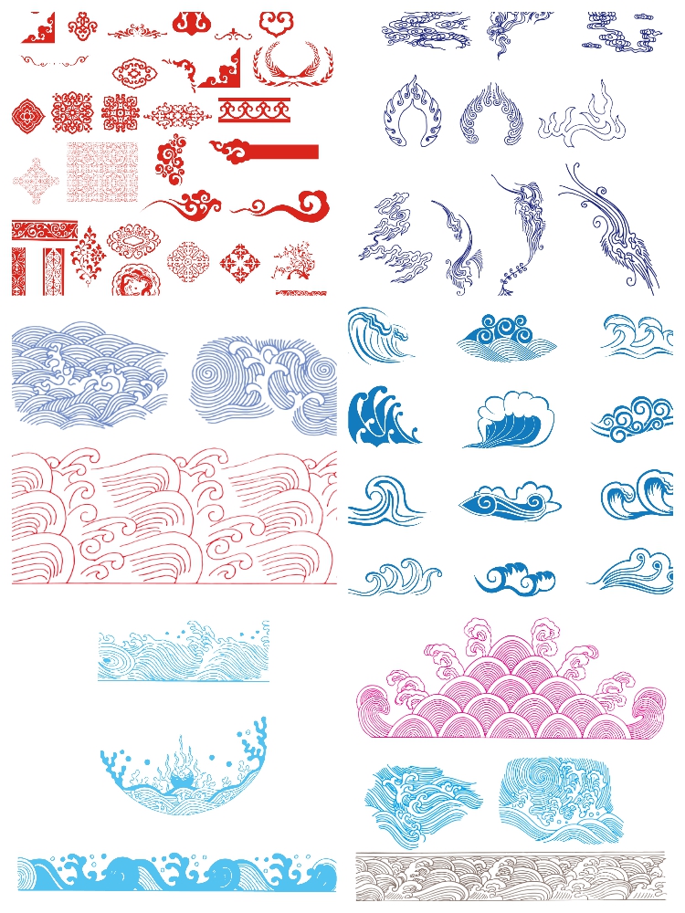 图片[2]-免扣中国风古典镂空花纹样边角祥云水纹窗花龙纹PNG透明设计素材-设计猿