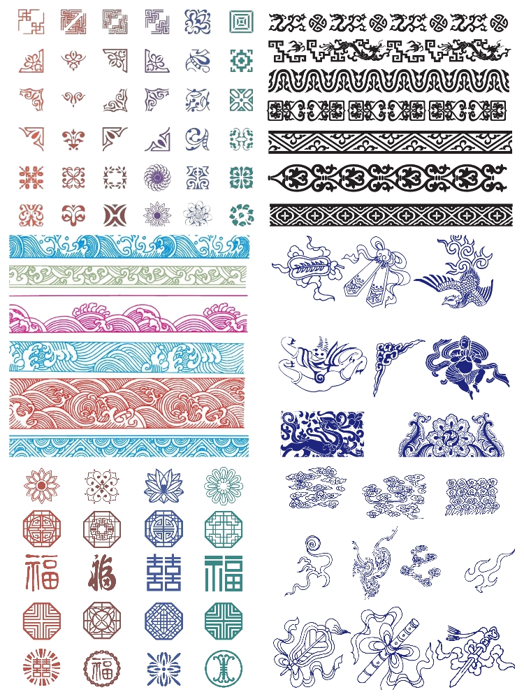 图片[3]-免扣中国风古典镂空花纹样边角祥云水纹窗花龙纹PNG透明设计素材-设计猿