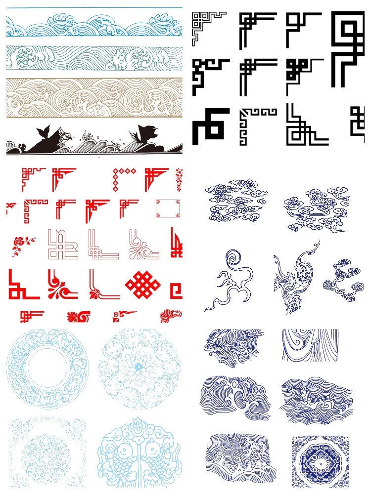 图片[4]-免扣中国风古典镂空花纹样边角祥云水纹窗花龙纹PNG透明设计素材-设计猿