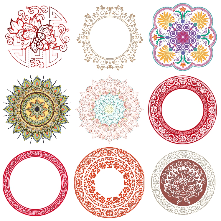 图片[5]-免扣中国风古典镂空花纹样边角祥云水纹窗花龙纹PNG透明设计素材-设计猿