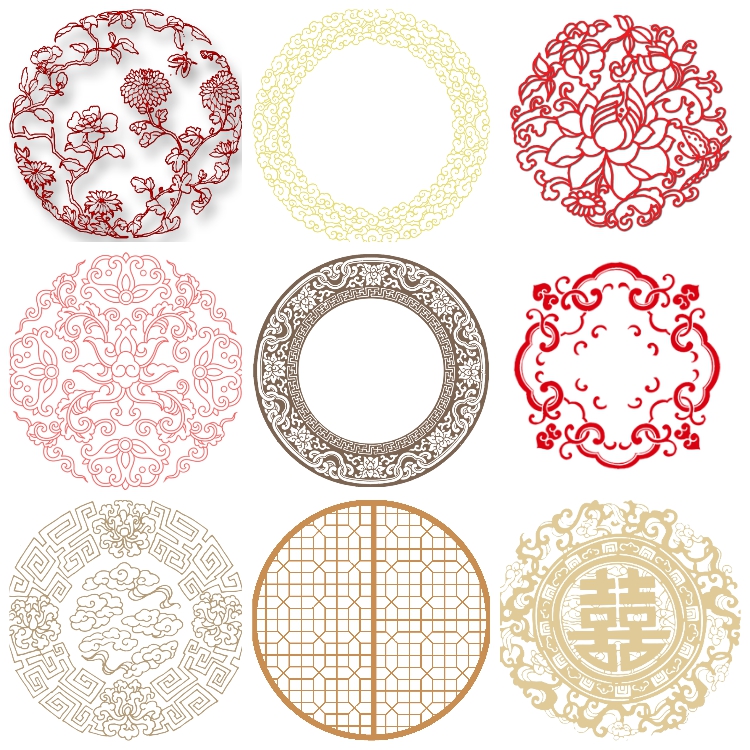 图片[6]-免扣中国风古典镂空花纹样边角祥云水纹窗花龙纹PNG透明设计素材-设计猿