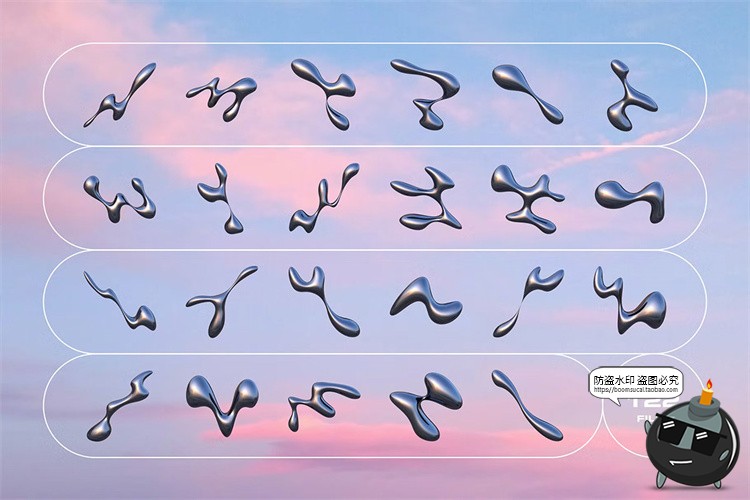 图片[2]-潮流未来科幻液态金属水珠抽象艺术液体水滴装饰PNG免抠图片素材-设计猿