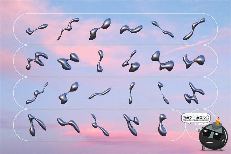 图片[4]-潮流未来科幻液态金属水珠抽象艺术液体水滴装饰PNG免抠图片素材-设计猿