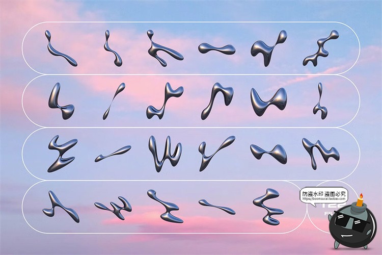 图片[5]-潮流未来科幻液态金属水珠抽象艺术液体水滴装饰PNG免抠图片素材-设计猿