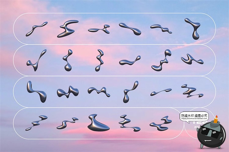 图片[6]-潮流未来科幻液态金属水珠抽象艺术液体水滴装饰PNG免抠图片素材-设计猿