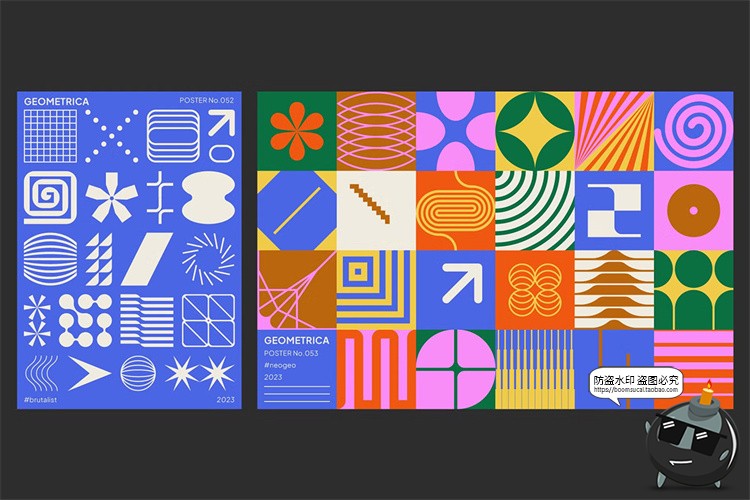 图片[6]-包豪斯极简抽象几何图形徽标图标图案插画海报PNG元素AI矢量素材-设计猿