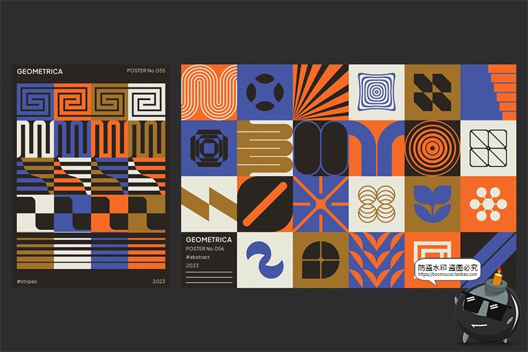 图片[7]-包豪斯极简抽象几何图形徽标图标图案插画海报PNG元素AI矢量素材-设计猿