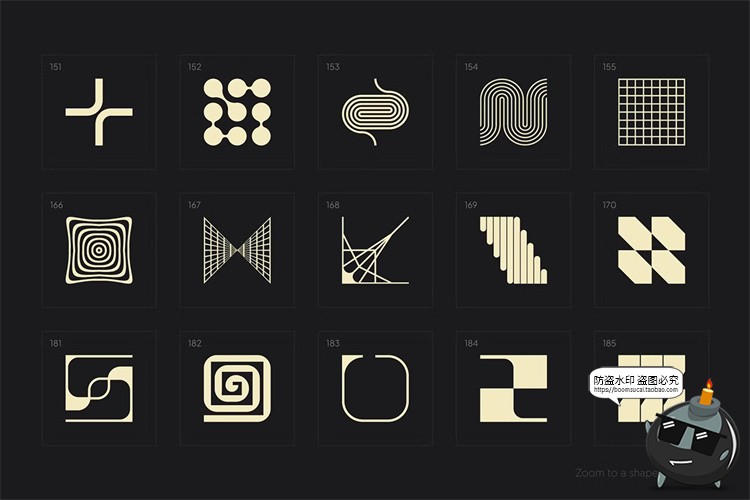图片[13]-包豪斯极简抽象几何图形徽标图标图案插画海报PNG元素AI矢量素材-设计猿
