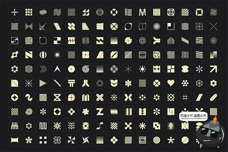 图片[14]-包豪斯极简抽象几何图形徽标图标图案插画海报PNG元素AI矢量素材-设计猿