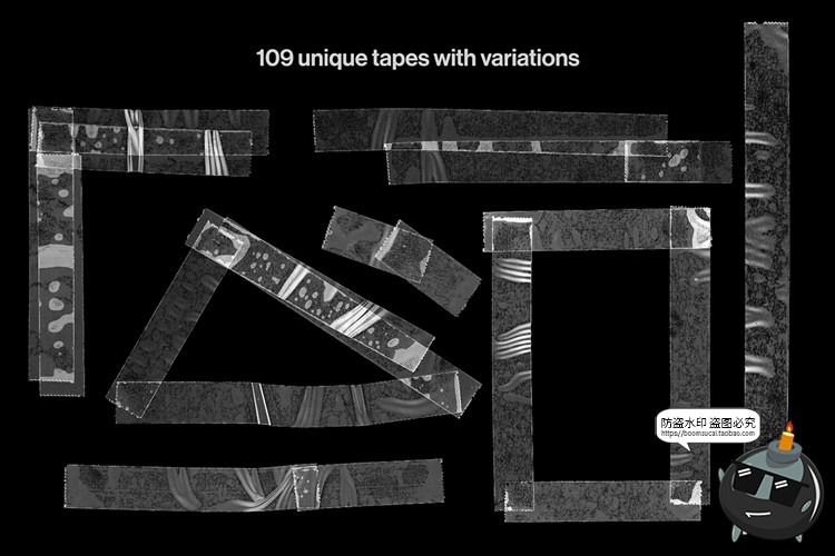 图片[6]-高清透明做旧痕迹褶皱复古透光塑料胶带胶贴装饰PSD模板分层素材-设计猿