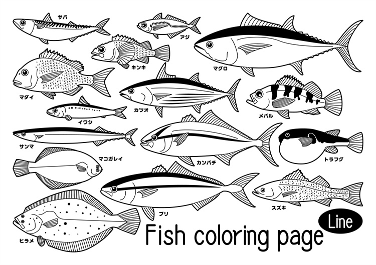 图片[45]-手绘海鲜海产品水产食用食材鱼类海鱼插画图案合集AI矢量手账素材-设计猿