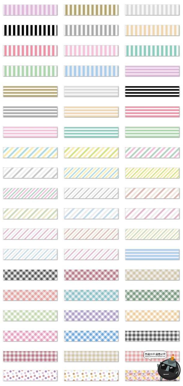 图片[4]-可爱卡通手绘小清新格纹胶带装饰元素手账贴纸PNG免扣AI矢量素材-设计猿