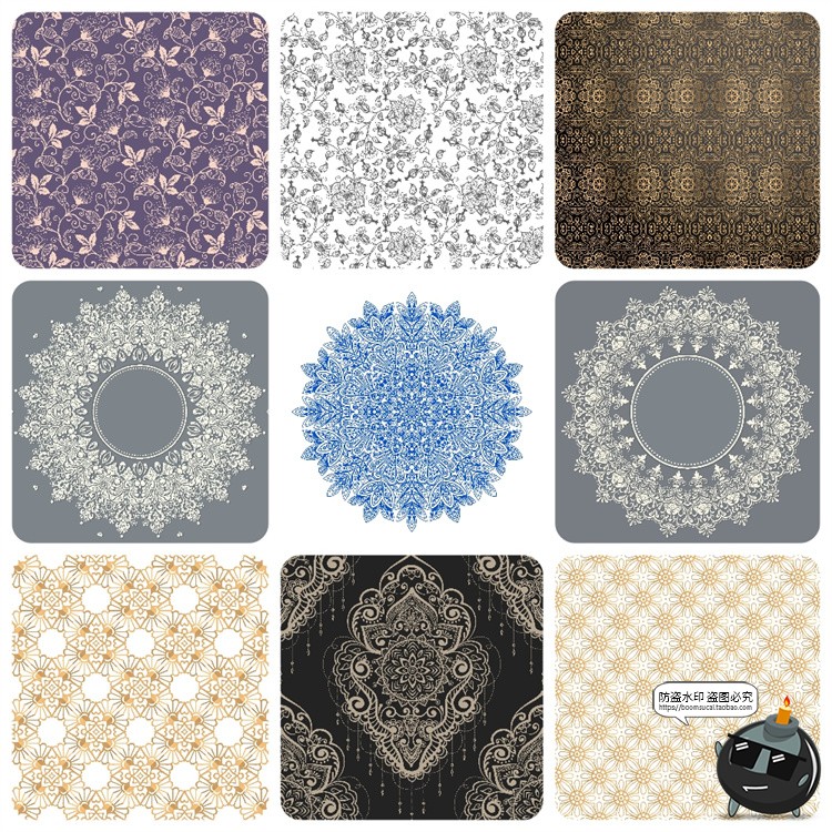 图片[1]-复古镂空蕾丝花边洁白丝带无缝装饰花纹边框纹样图案AI矢量图素材-设计猿