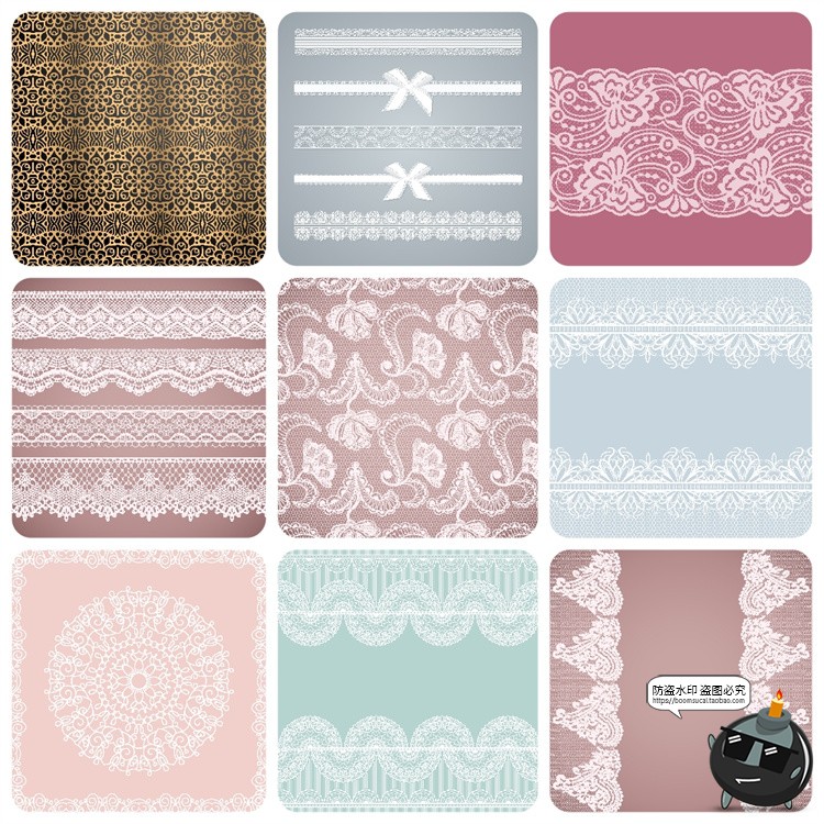 图片[2]-复古镂空蕾丝花边洁白丝带无缝装饰花纹边框纹样图案AI矢量图素材-设计猿