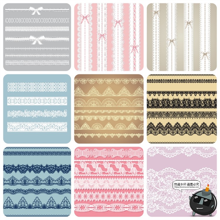 图片[3]-复古镂空蕾丝花边洁白丝带无缝装饰花纹边框纹样图案AI矢量图素材-设计猿