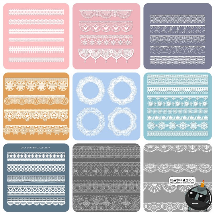 图片[4]-复古镂空蕾丝花边洁白丝带无缝装饰花纹边框纹样图案AI矢量图素材-设计猿