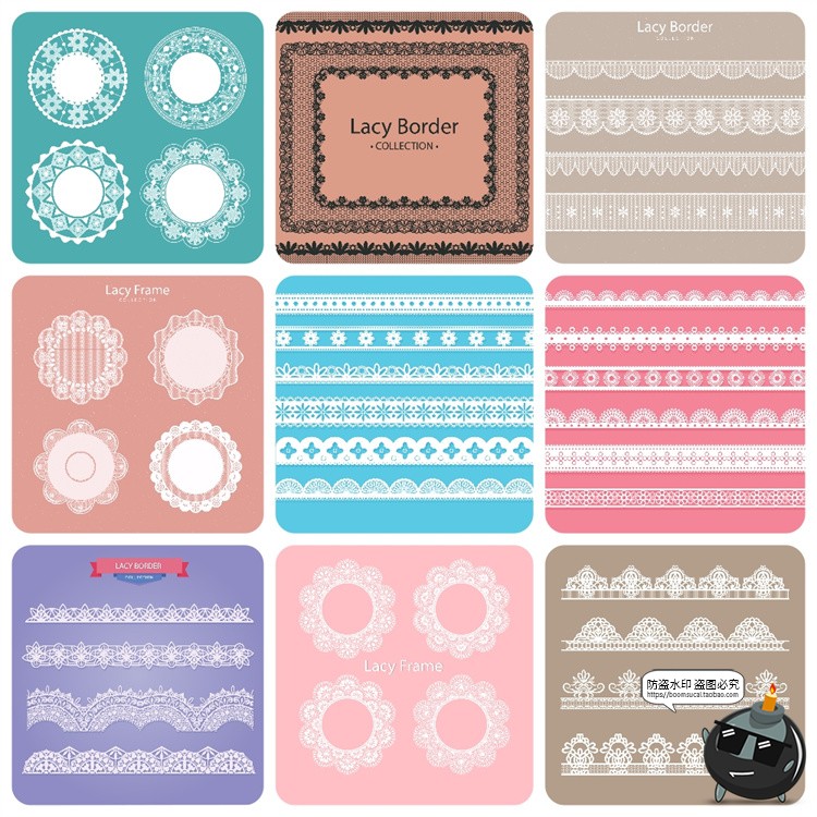 图片[6]-复古镂空蕾丝花边洁白丝带无缝装饰花纹边框纹样图案AI矢量图素材-设计猿