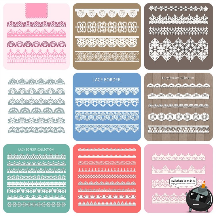 图片[9]-复古镂空蕾丝花边洁白丝带无缝装饰花纹边框纹样图案AI矢量图素材-设计猿