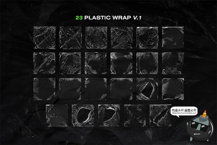 图片[2]-透明褶皱撕裂塑料保鲜膜海报图片后期纹理PNG免抠图PSD模板PS素材-设计猿